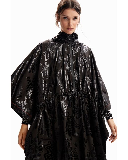 Desigual Logo Hooded Raincoat in Black Lyst