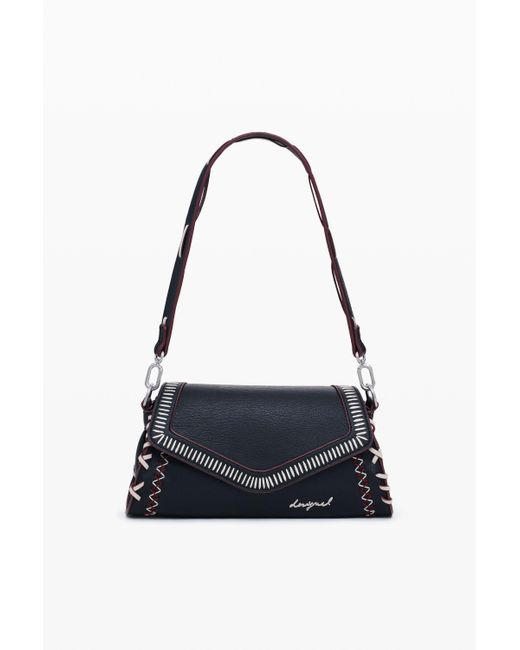 Desigual White Medium Faux Leather Effect Bag With Stitching