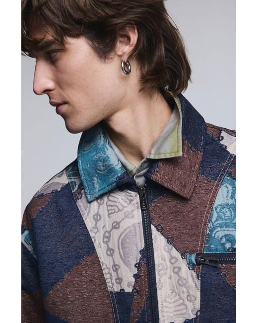 Desigual Blue Mosaic Jacket, Polyester for men