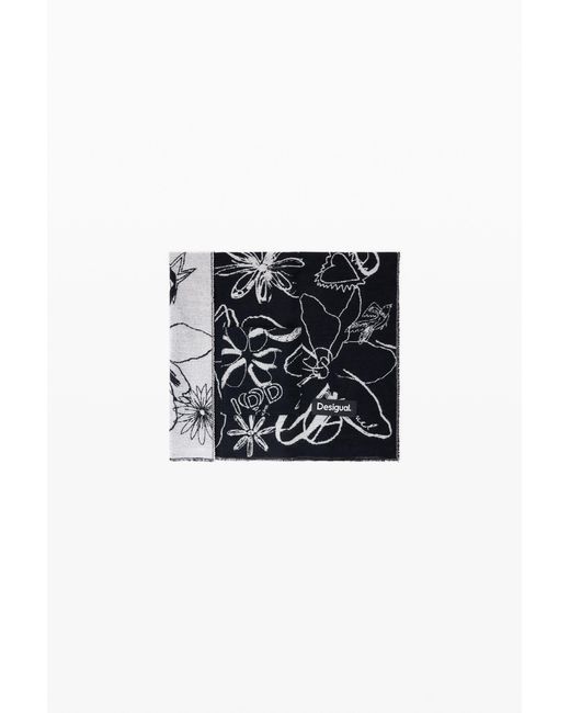 Bufanda Estampada Larga, Negro Desigual de color Black
