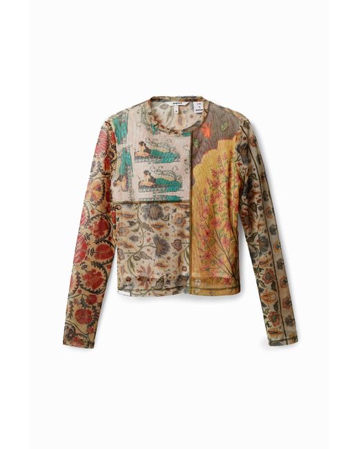 Camiseta Patch Estampados Desigual de color Natural