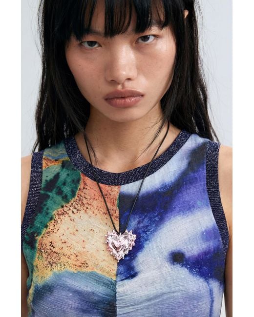 Desigual Blue Short Printed Strappy Dress