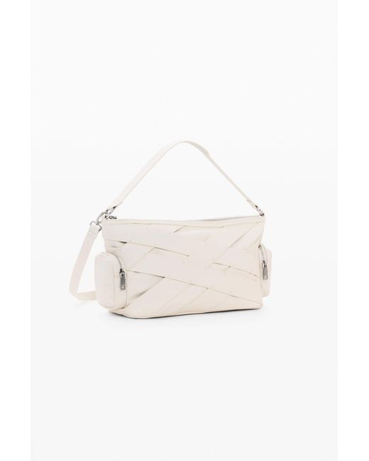 Desigual White Medium Braided Logo Bag, Polyurethane