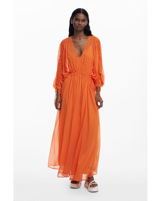 Desigual Women's Woman Woven Dress Long Sleeve Pearl Belt Desigual Women's Long  Sleeve Woven Dress - Colorful & Unique Bohemian Style Dress Patterned Dress  For Women