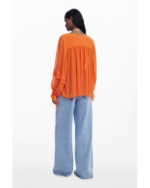 Desigual Orange Layered Blouse