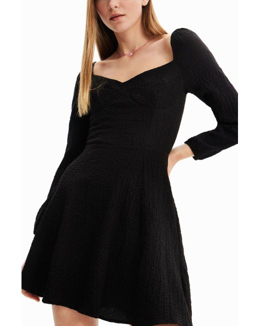 Desigual Black Kurzes Ausgestelltes Kleid Slim
