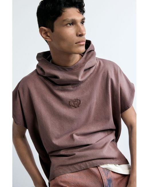 Desigual Purple Hoodie T-Shirt Logo, Cotton for men