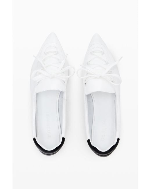 Desigual White Maitrepierre Leather Ballet Flats, Sheep Leather