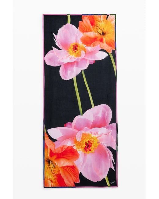Desigual Pink Lily Foulard, Viscose