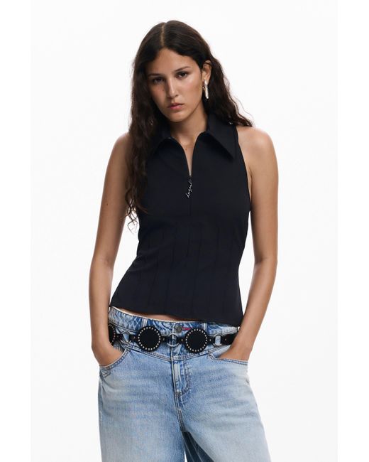 Blouse À Fermeture Éclair, Noir Desigual en coloris Blue