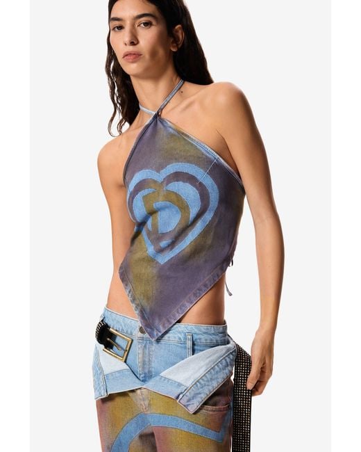 Desigual Blue Denim Blouse Masha Popova, Cotton