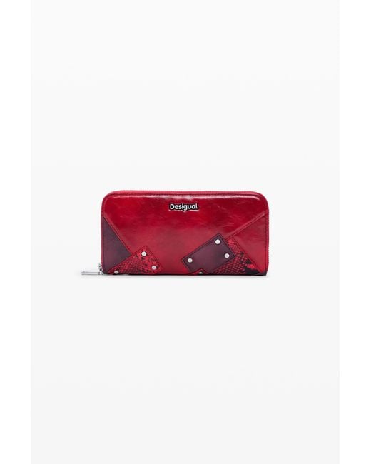 Desigual Red Large Snake Wallet, Polyurethane