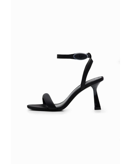 Desigual Black Ankle Strap Heeled Sandal, Polyester