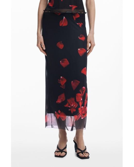 Falda Midi Pétalos Tyler Mcgillivary Desigual de color Red