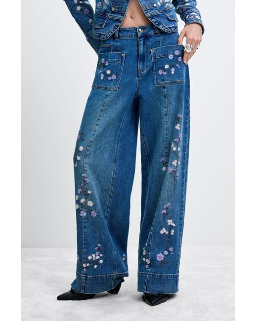 Desigual Blue Straight Jeans M C Lacroix, Cotton