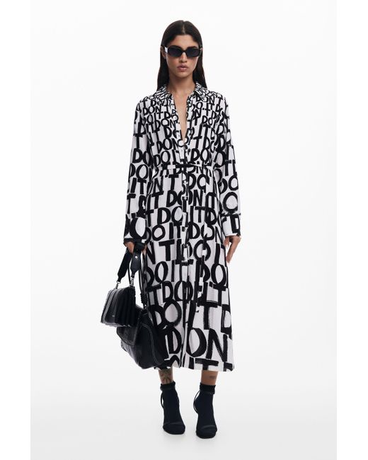 Robe Midi À Lettrage Desigual en coloris White