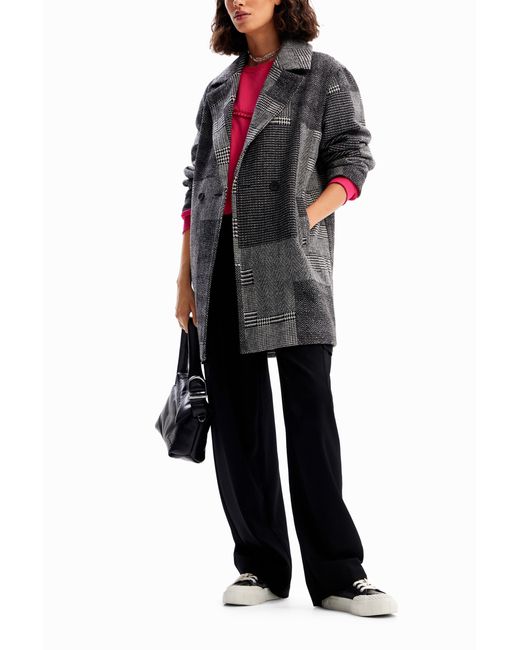 Abrigo Sastre Lana Patch, Negro Desigual de color Gray