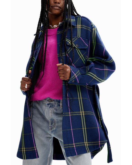 Desigual Blue Plaid Overshirt Jacket