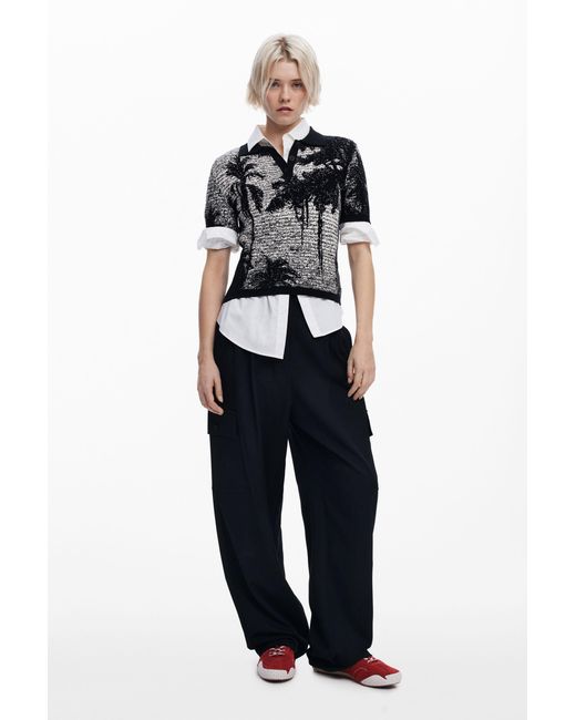 Desigual Black T-Shirt Designed By Mr. Christian Lacroix