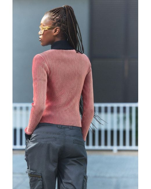 Desigual Gray Ribbed Zip Sweater