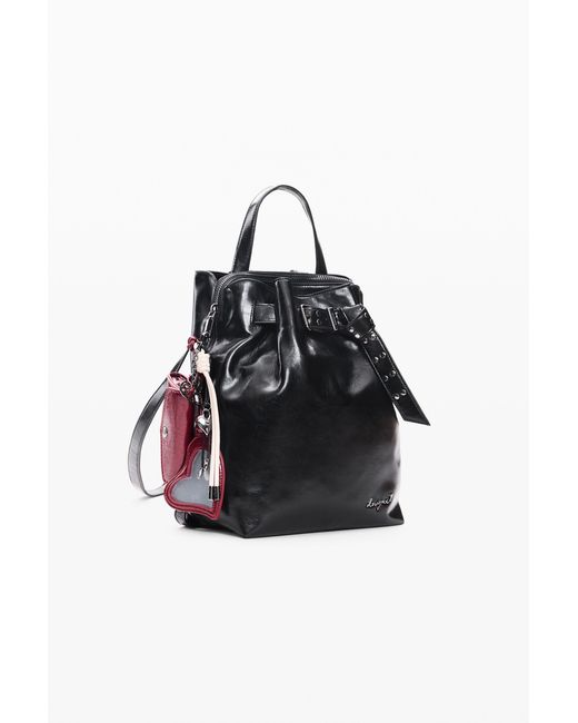 Desigual Black Mini Small Backpack, Polyurethane
