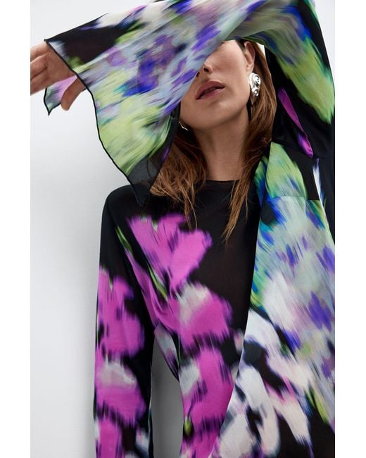 Desigual Black Asymmetric Printed Blouse M. C. Lacroix, Viscose