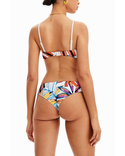 Desigual White Tropical Bikini Bottoms