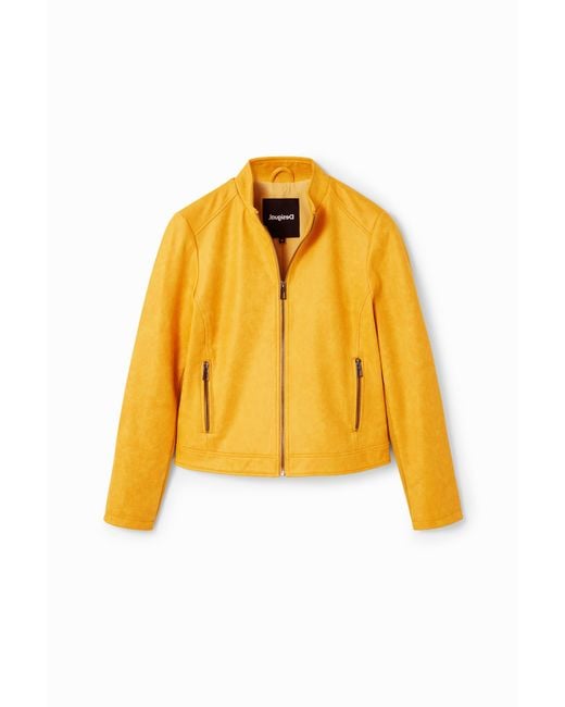 Veste Motard Ajustée, Polyester, Jaune Desigual en coloris Metallic