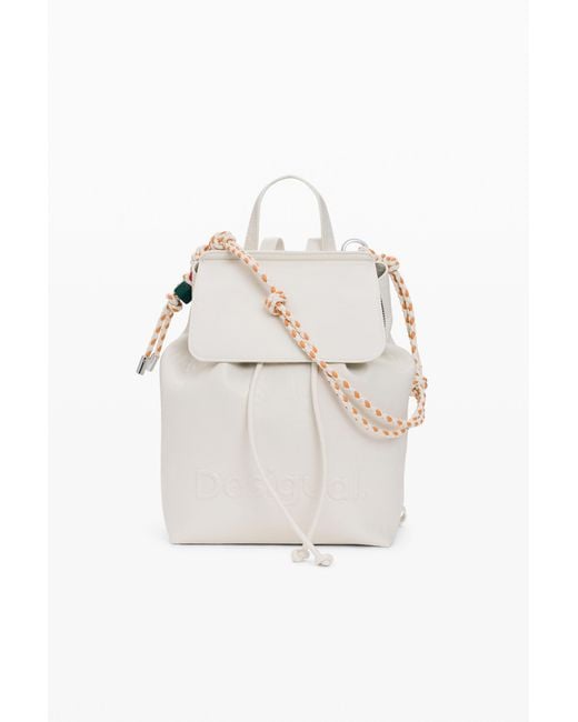 Desigual White Small Backpack Charms, Polyurethane