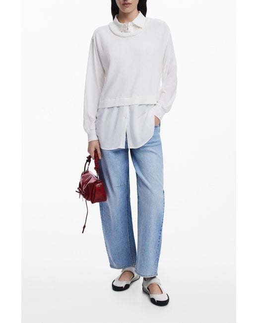 Desigual White 2-In-1 Effect Shirt