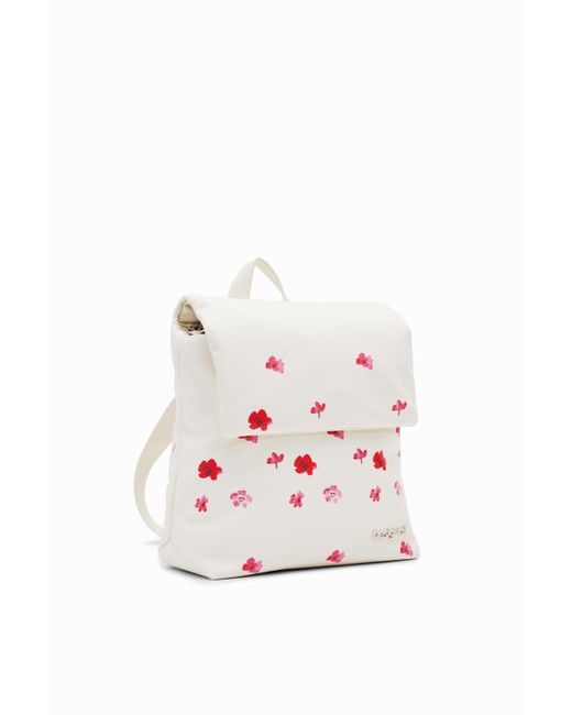 Desigual Pink S Padded Floral Backpack