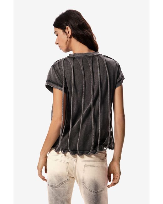 Desigual Black Short-Sleeved T-Shirt Masha Popova, Cotton