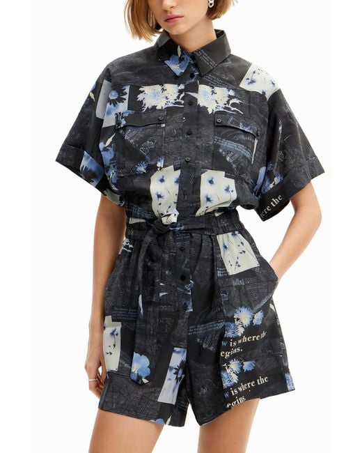 Desigual Blue Map Playsuit