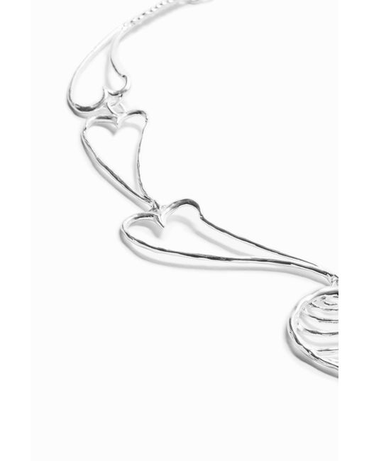 Desigual White Zalio-Plated Heart Necklace