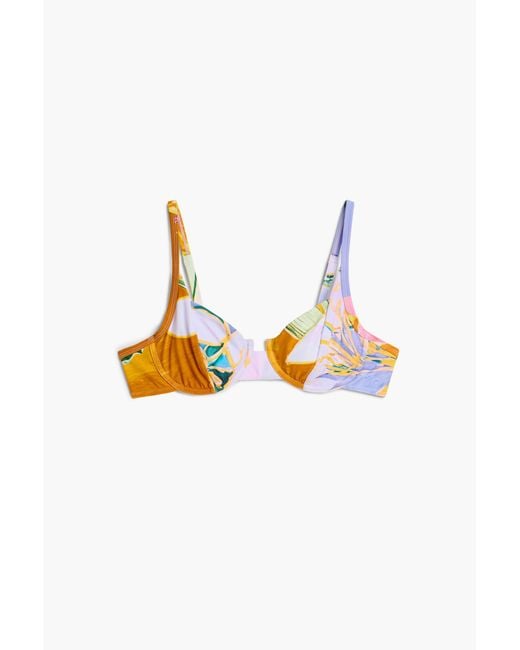 Desigual White Printed Triangle Bikini Top