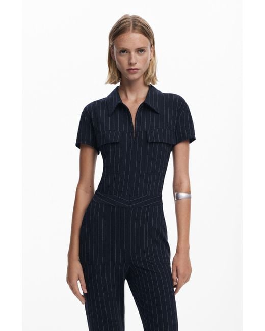 Desigual Blue Pinstripe Jumpsuit