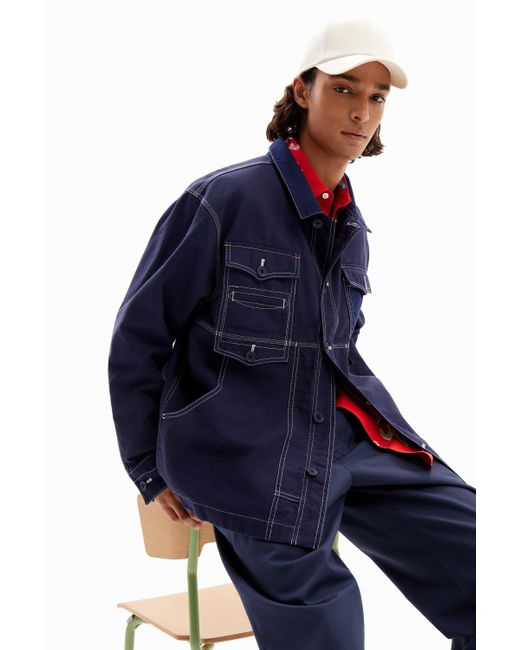 Desigual Blue Twill Worker Jacket for men