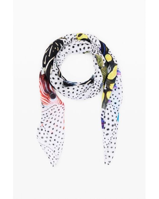 Desigual White Scarf Designed By Mr. Christian Lacroix