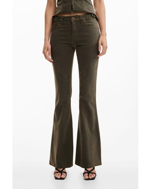 Desigual Brown Flare Pants, Cotton