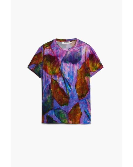 Desigual Red Leaf T-Shirt, Viscose