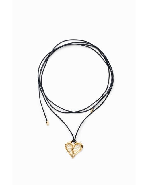 Desigual Metallic Zalio Cord-Plated Heart Pendant