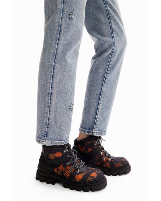 Desigual Black Printed Trekking Boots