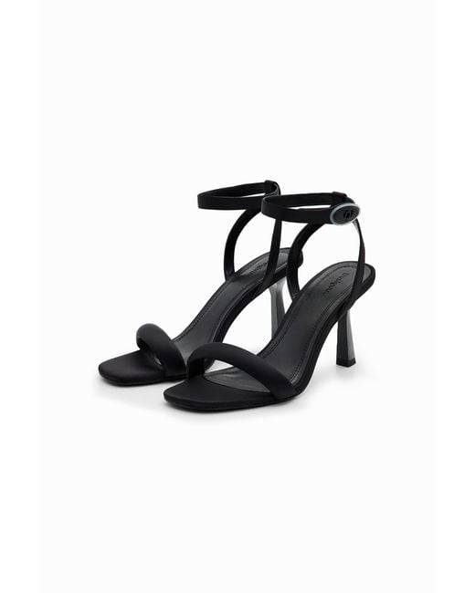 Desigual Black Ankle Strap Heeled Sandal, Polyester