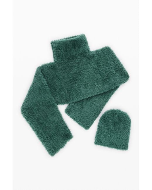 Desigual Green Pack Cropped Sweater And Beanie, Polyester