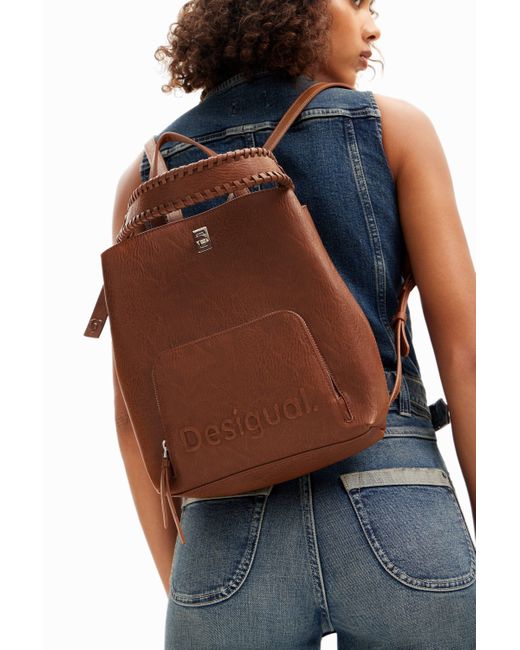 Desigual Brown S Multi-position Backpack