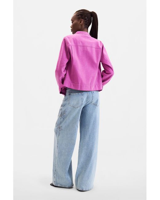 Desigual Pink Jacket Leather Effect, Polyurethane