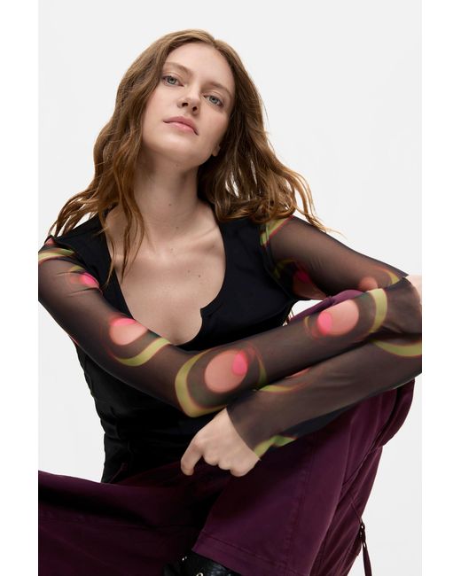 Desigual Black Printed Long-Sleeve T-Shirt