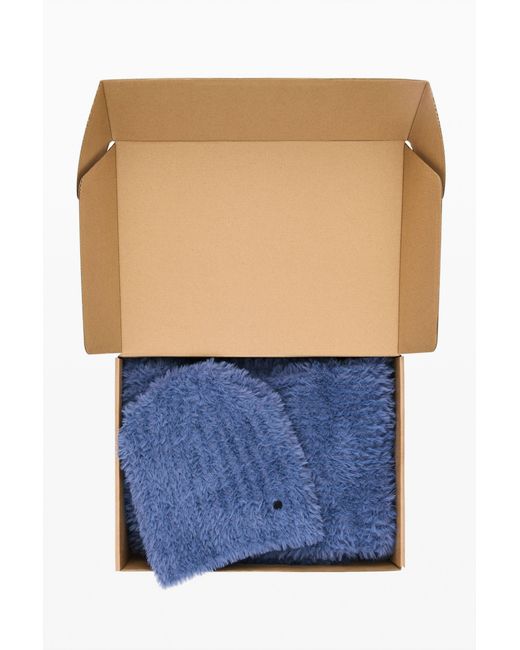 Desigual Blue Pack Cropped Sweater And Beanie, Polyester