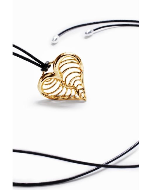 Desigual Metallic Zalio Cord-Plated Heart Pendant