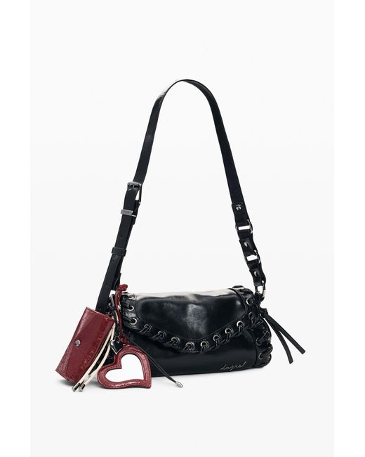 Desigual Black Small Eyelet Bag, Polyurethane